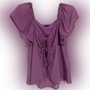 Women's Wild Fable purple Flutter Short Sleeve Fly Away top sz med